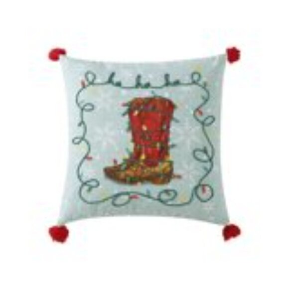 The Pioneer Woman Decorative Holiday Throw Pillow Western Cowboy Boot 18" x 18" - Picture 8 of 8
